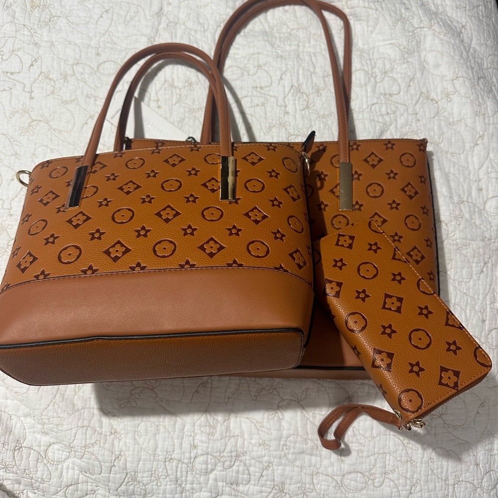3-PC Caramel Tote Bag Set